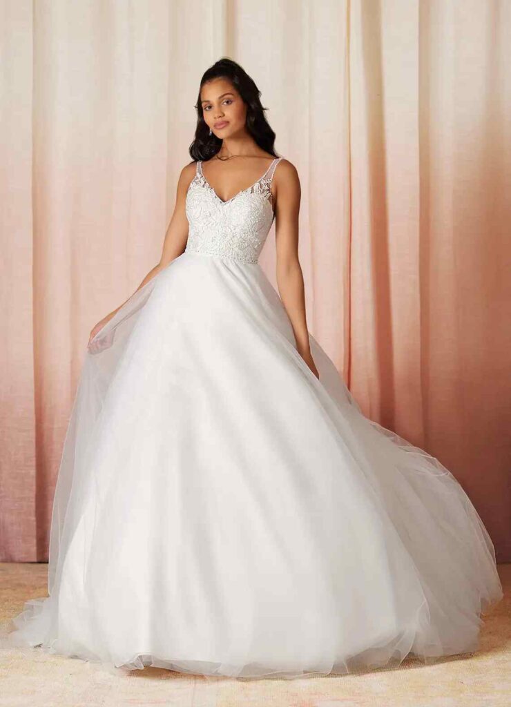 A-Line Off Shoulder Tulle Wedding Dress