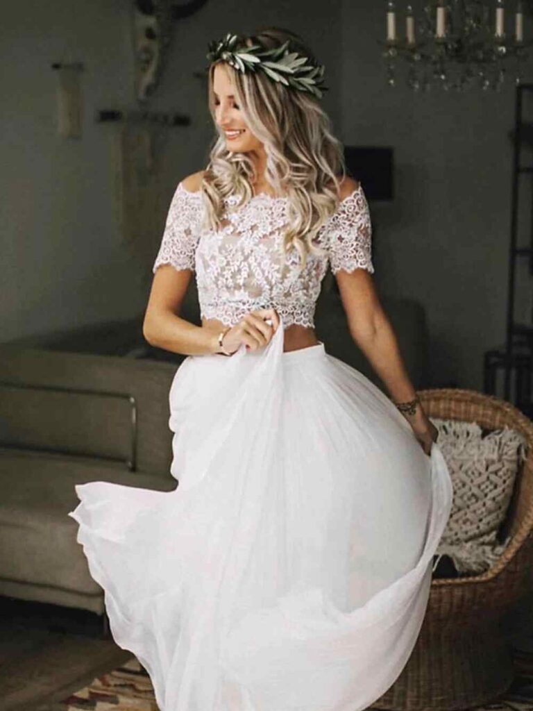 Off Shoulder Two-Piece Wedding Dress