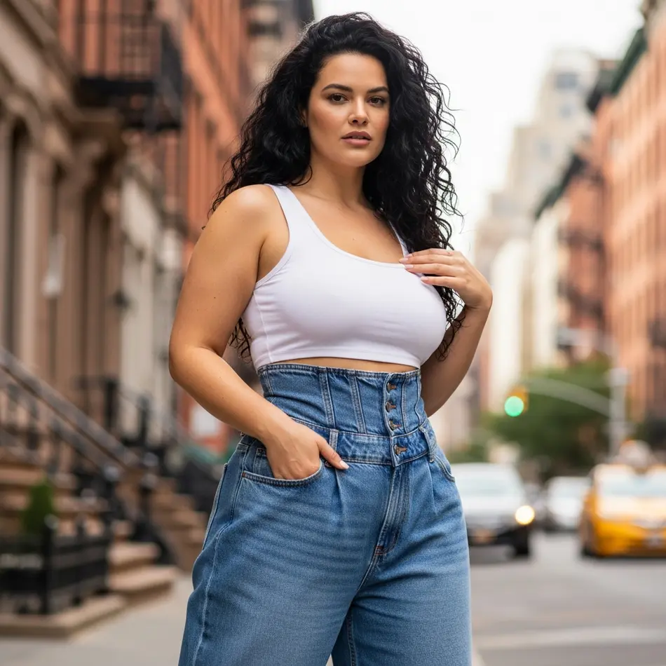 Cropped Top + High-Waist Baggy Jeans - Fashion Newz Room