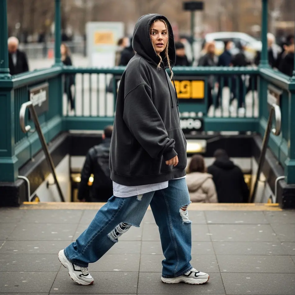 Hoodie + Statement Sneakers - Fashion Newz Room