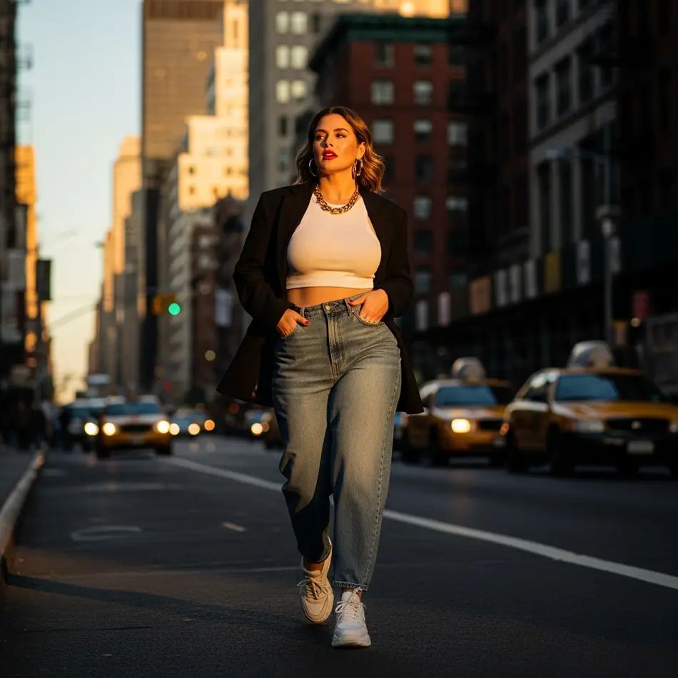 How to Style Baggy Curve Jeans for a NYC Street Look