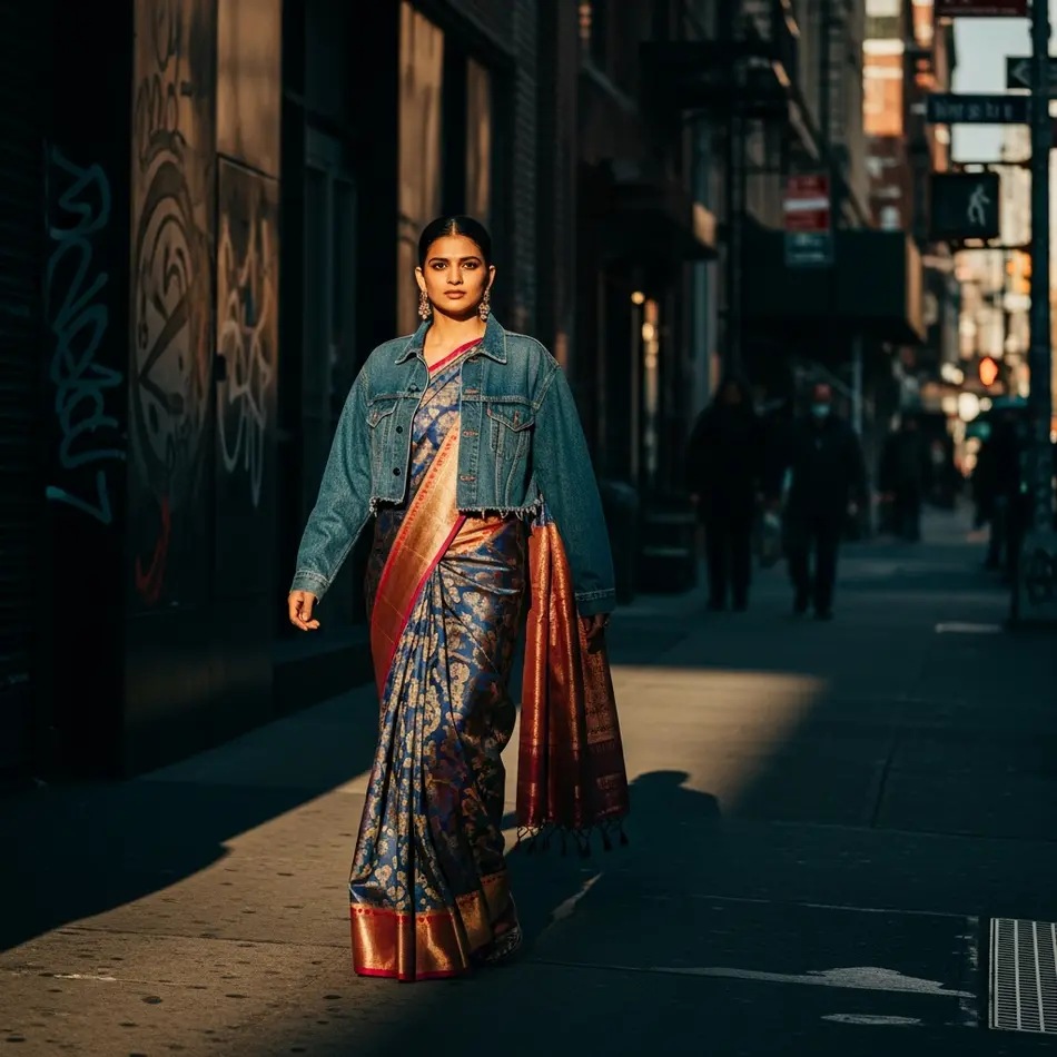 Why Denim with Sarees Is the Biggest Fusion Trend of 2026 - Fashion Newz Room