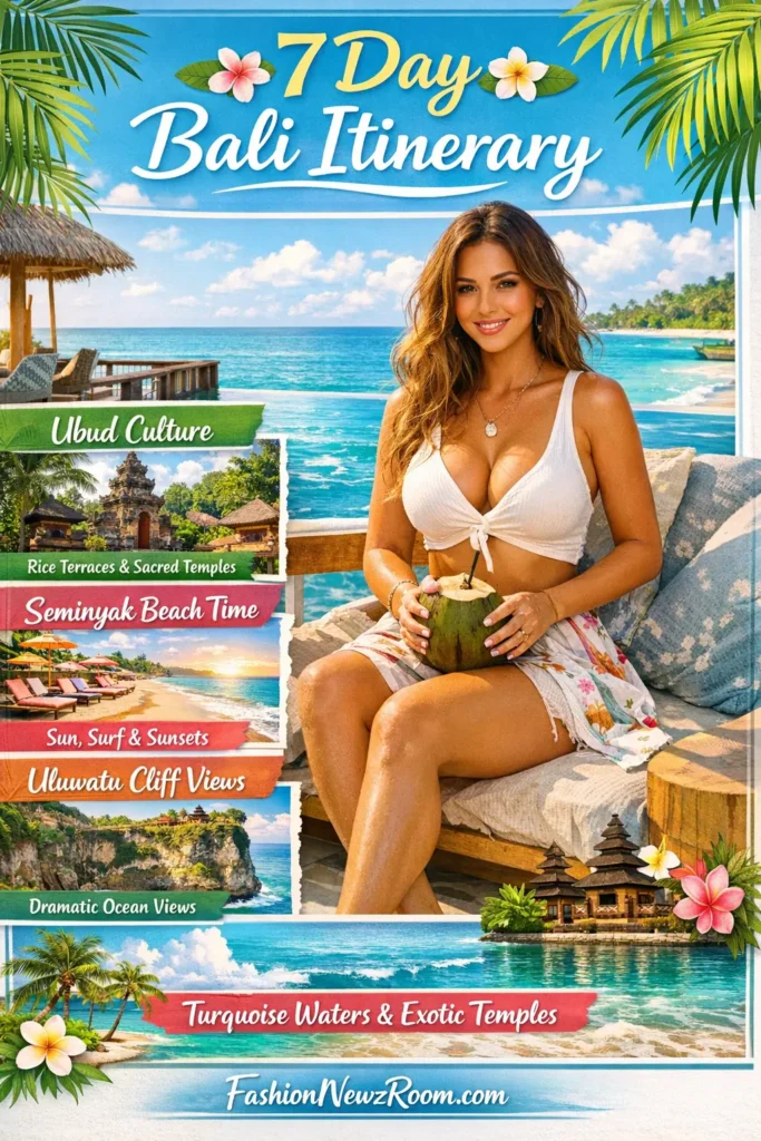 7 Day Bali itinerary travel plan including Ubud culture, Seminyak beaches, Uluwatu cliffs and Nusa Dua resorts - FashionNewzRoom.com