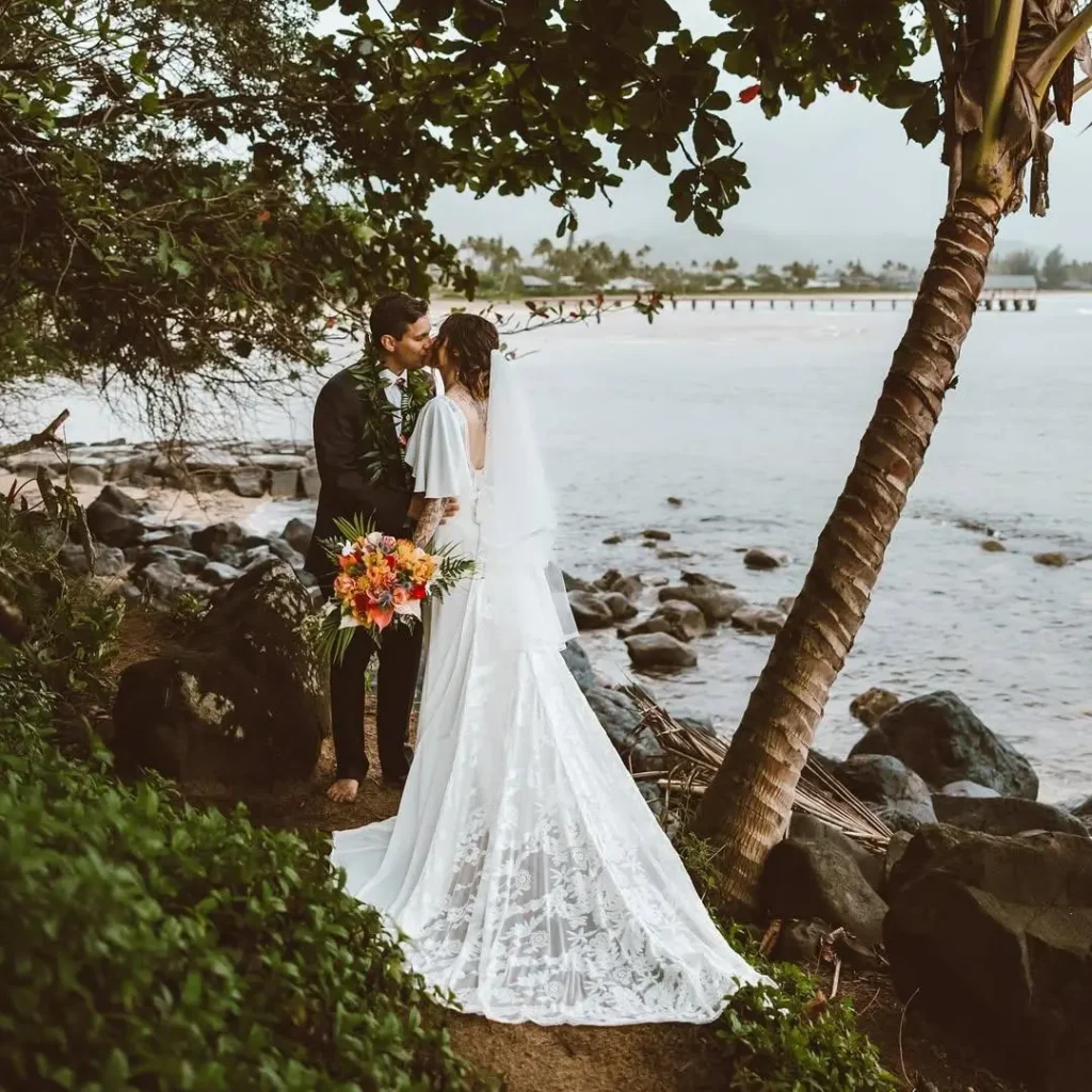 Hayley Lace and Crepe Wedding Dress with Cape Sleeves - Fashion Newz Room