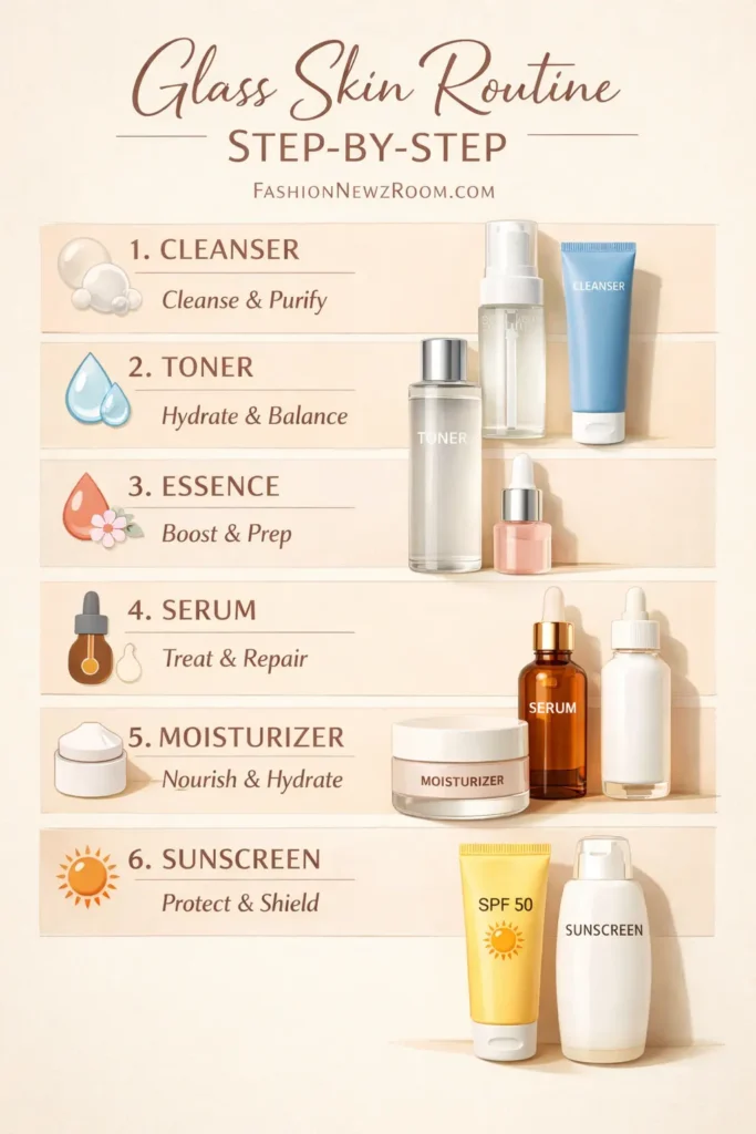 Step-by-Step Skincare Routine to Achieve Glass Skin - FashionNewzRoom.com