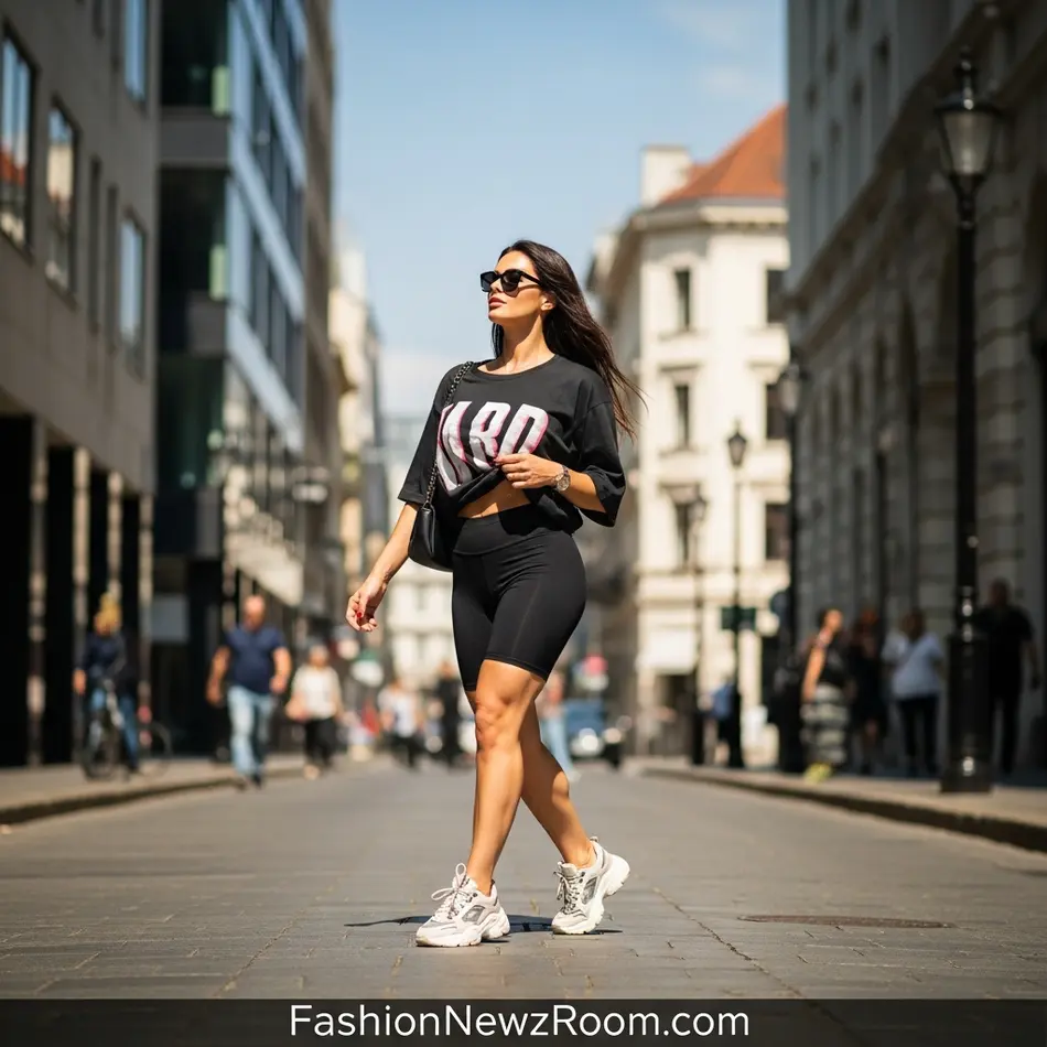 biker shorts sporty outfit ideas for Hot Girl Walk Look - Fashion Newz Room