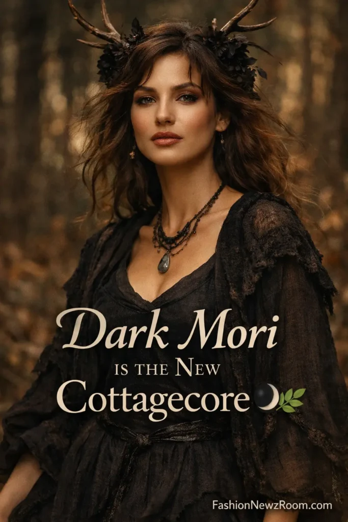 Dark Mori fashion in enchanted forest
