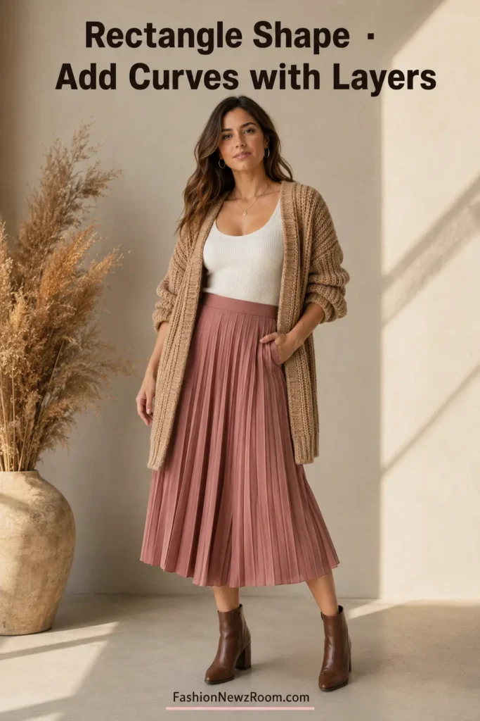 Layering outfit ideas for rectangle body shape