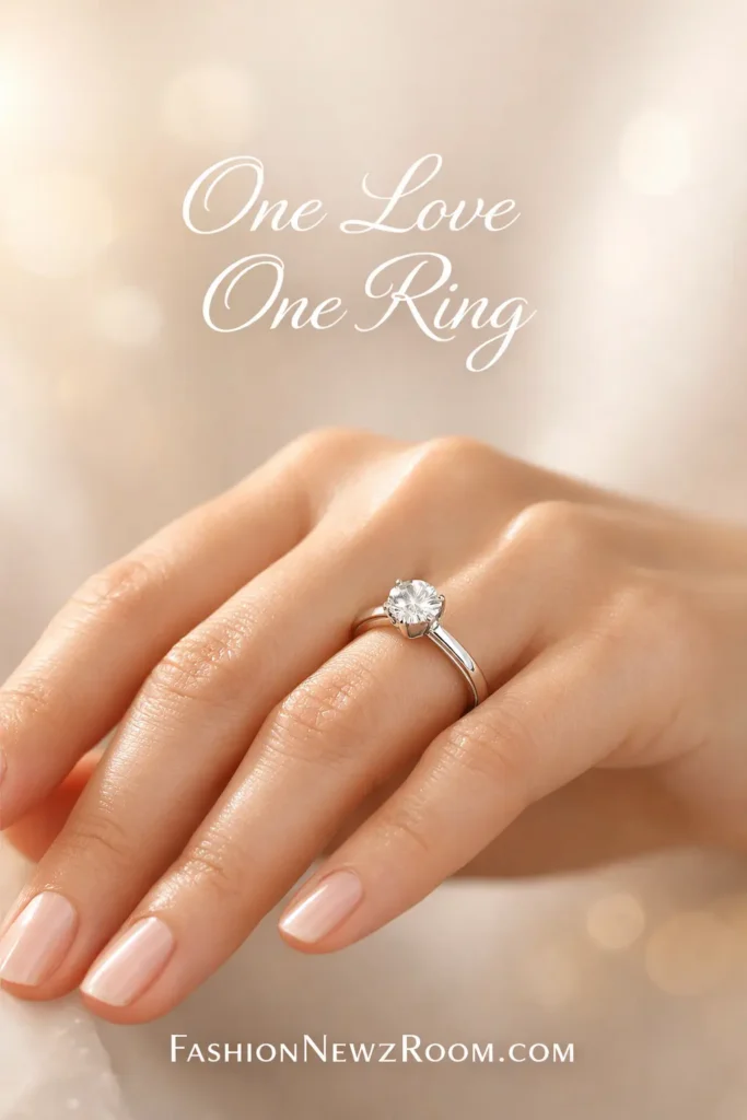 Elegant engagement ring with glowing hand
