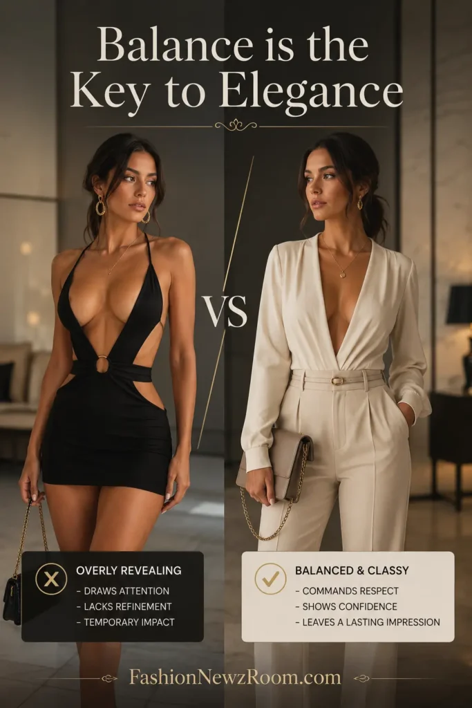 Overly revealing outfit example in women’s fashion styling