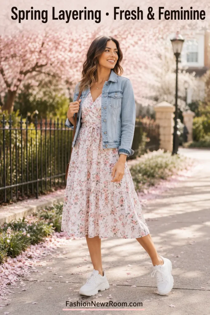 Fresh spring layering outfits with lightweight jackets