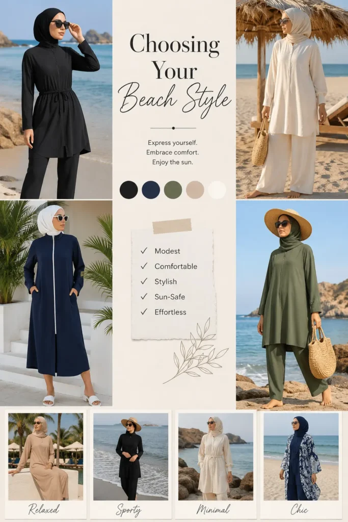 Different style preferences for modest beachwear fashion