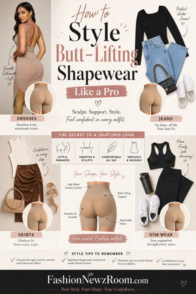 Fashion styling tips using butt lifting shorts shapewear