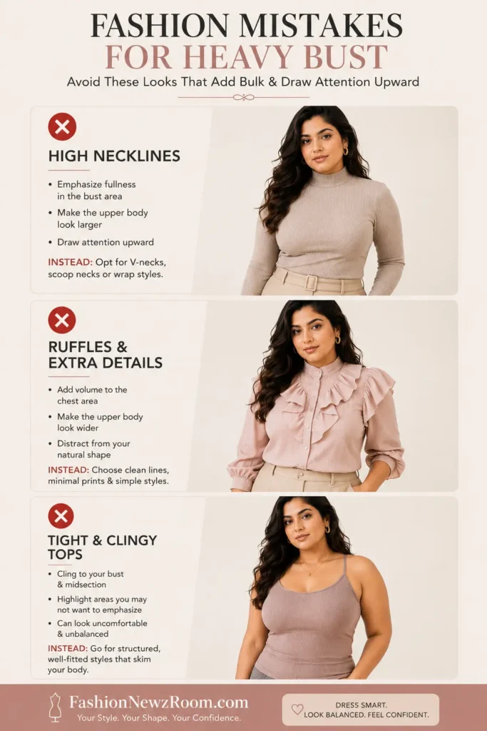 Fashion mistakes women with a heavy bust should avoid