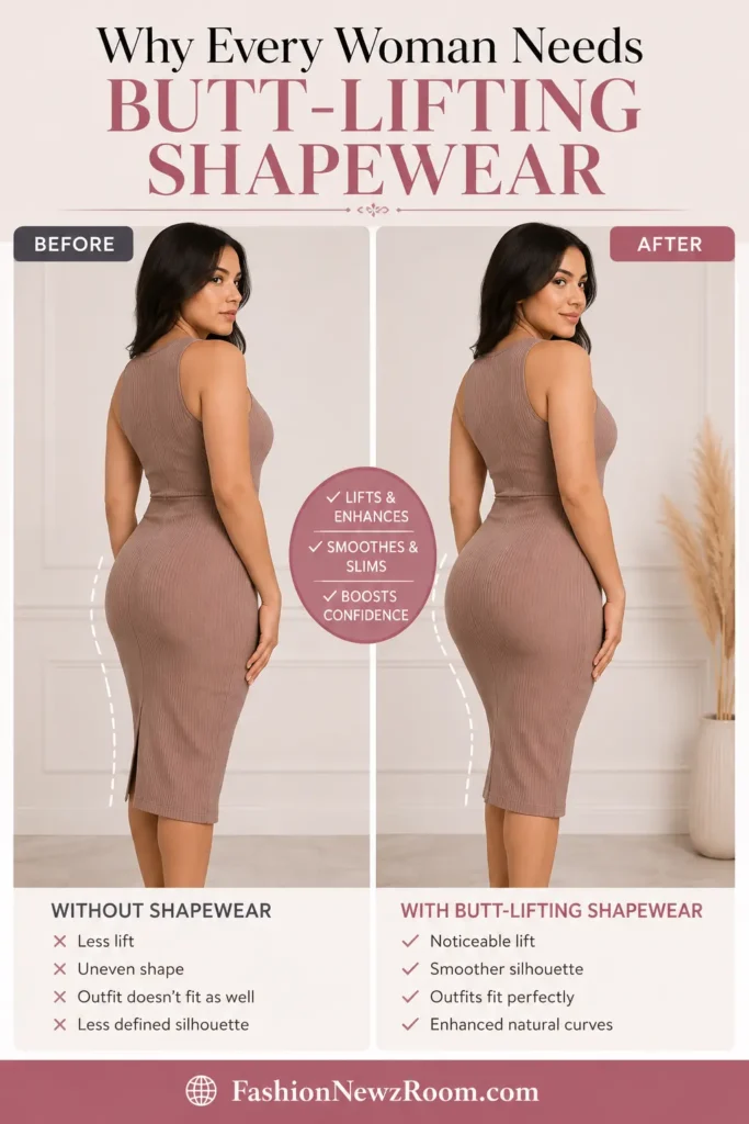 Woman wearing butt lifting shapewear for enhanced body shape