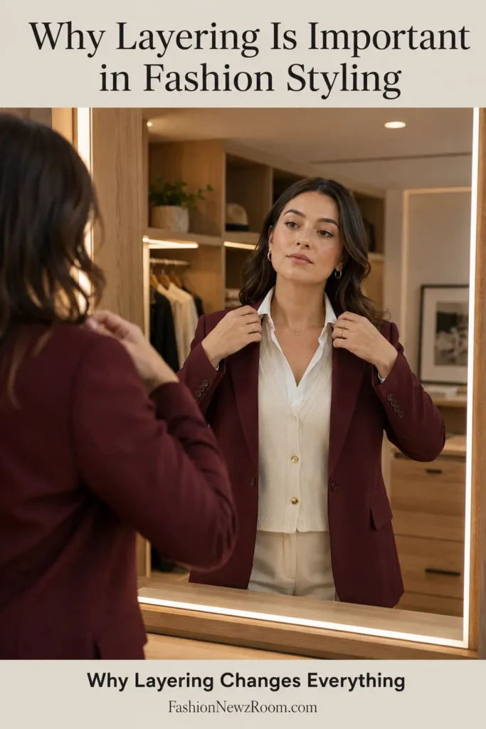 Fashionable layered outfit showing balanced proportions