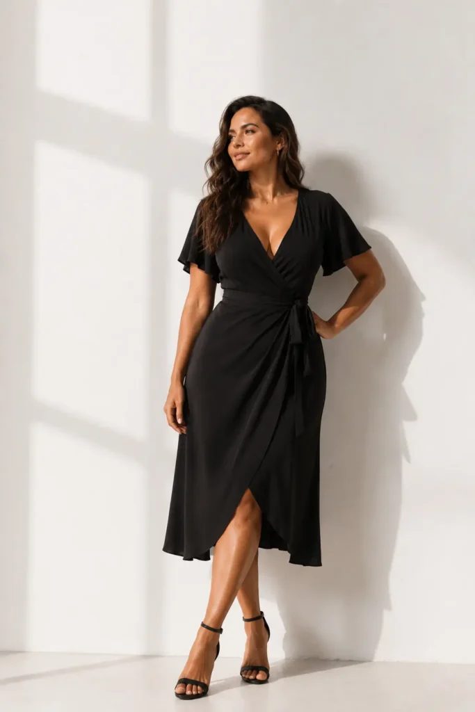 Wrap dresses enhancing hourglass body shape naturally