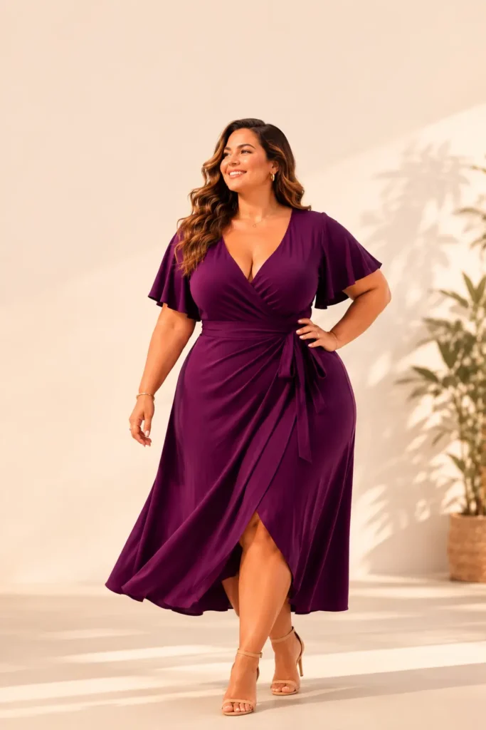 Plus size wrap silhouette fashion for curvy women
